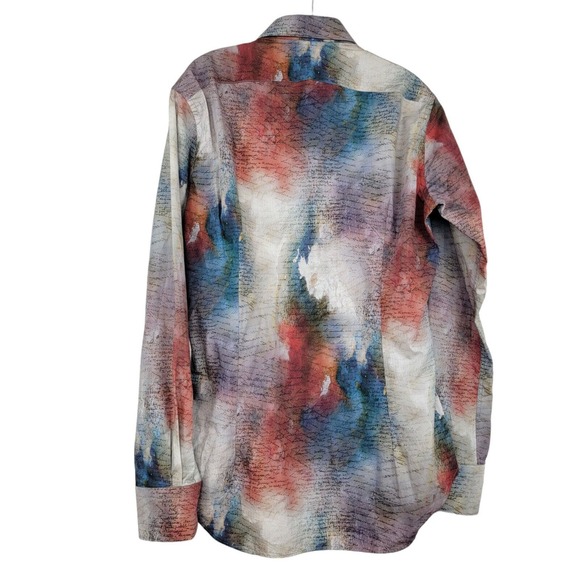 Alex Ingh Shirt Men 15 Watercolor Parchment Button Up Long Sleeve Made In Italy - Picture 2 of 11
